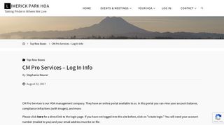 CM Pro Services – Log In Info – Limerick Park HOA