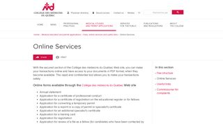 Online Services - Collège des médecins du Québec