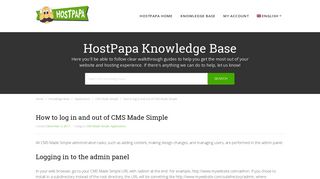 How to log in and out of CMS Made Simple - HostPapa Knowledge Base