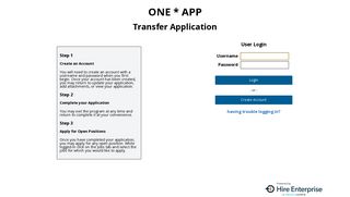 Transfer Application Login - Employer User Login