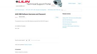 AHD CMS Software Username and Password – LILIN Technical ...