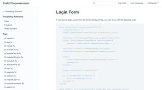 Login Form | Craft 2 Documentation - Craft CMS documentation