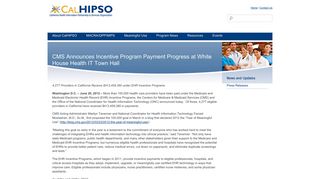 CMS Announces Incentive Program Payment Progress at White ...