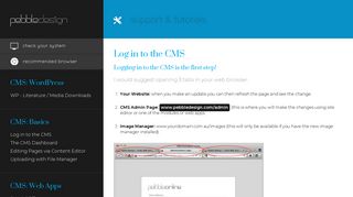 Log in to the CMS - Pebble Design