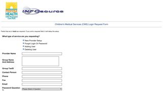 Children's Medical Services (CMS) Login Request Form - e-Infosource