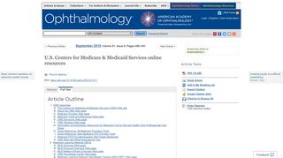 U.S. Centers for Medicare & Medicaid Services online resources ...
