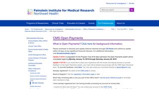 CMS Open Payments | The Feinstein Institute for Medical Research