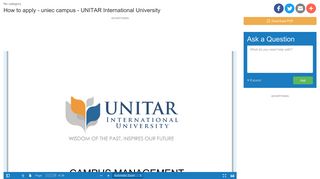 How to apply - uniec campus - UNITAR International University ...