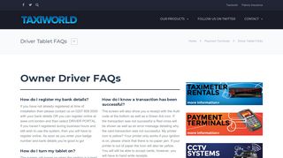 Driver Tablet FAQs | Taxiworld London
