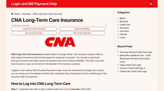 CNA Long-Term Care Insurance - Login and Bill Payment Help