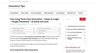 Cna Long Term Care Insurance – Steps to Login - Forgot Password ...