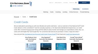 Credit Cards for Individual - City National Bank - CNB.com