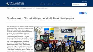Titan Machinery, CNH Industrial partner with M State's diesel program ...