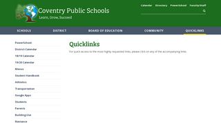Quicklinks - Coventry Public Schools