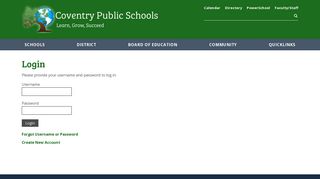 Login - Coventry Public Schools