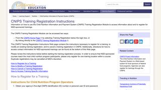 CNIPS Training Registration Instructions - Child Nutrition Information ...