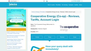 Cooperative Energy (Co-op) - Reviews, Tariffs, Account Login | Selectra