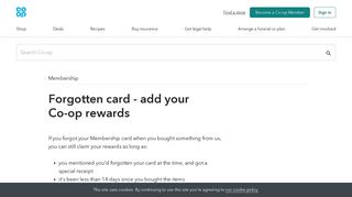 Forgotten card - add your Co-op rewards - Co-op