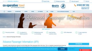 Advanced Passenger Information - Cheap Holidays from Co-op Travel
