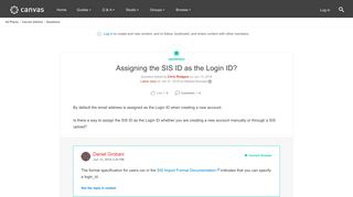 Assigning the SIS ID as the Login ID? | Canvas LMS Community