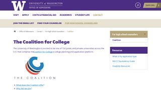 Coalition | Office of Admissions - UW.edu - University of Washington