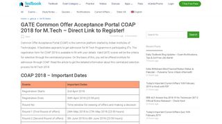 GATE Common Offer Acceptance Portal COAP 2018 for M.Tech ...
