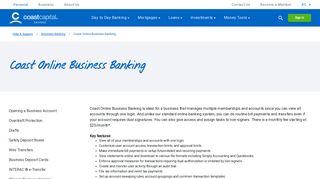 Coast Capital Savings - Coast Online Business Banking