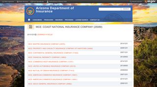 MCE: COAST NATIONAL INSURANCE COMPANY (25089) | Arizona ...