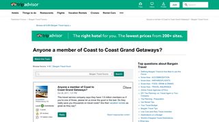 Anyone a member of Coast to Coast Grand Getaways? - Bargain Travel ...