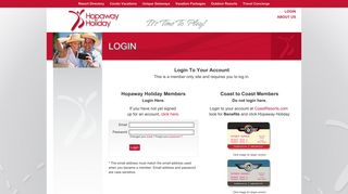 Login : Hopaway Holiday - Vacation and Leisure Services
