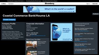 Coastal Commerce Bank/Houma LA: Company Profile - Bloomberg