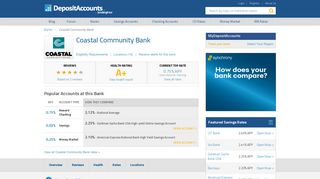 Coastal Community Bank Reviews and Rates - Washington
