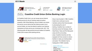 Coastline Credit Union Online Banking Login - CC Bank