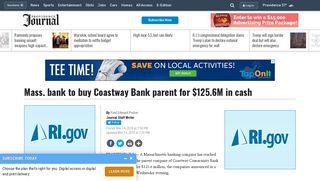 Mass. bank to buy Coastway Bank parent for $125.6M in cash