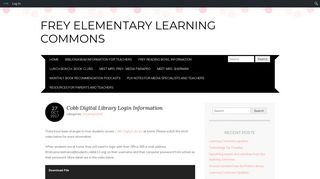 Cobb Digital Library Login Information | Frey Elementary Learning ...