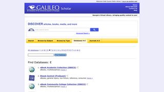 Find Databases: E - Galileo.usg.edu - University System of Georgia