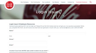 Login Issues - Coca-Cola UNITED