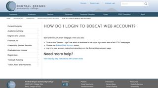 How do I login to Bobcat Web Account? - Central Oregon Community ...