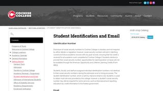 Cochise College - Student Identification and Email