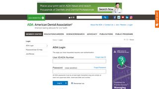 ADA Login - American Dental Association Login Page
