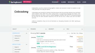 Codecademy's Free Online Courses | Reviews on Springboard