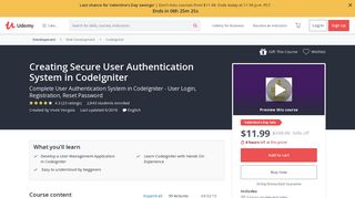 Creating Secure User Authentication System in CodeIgniter | Udemy