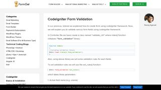 CodeIgniter Form Validation | FormGet