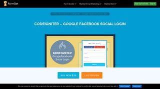 Codeigniter - Google Facebook Social Login | FormGet