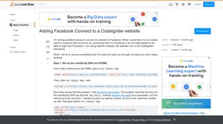 Adding Facebook Connect to a CodeIgniter website - Stack Overflow