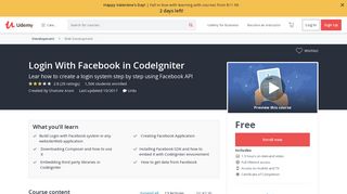 Login With Facebook in CodeIgniter | Udemy