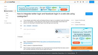 how to integrate twitter login and facebook login in a web site ...