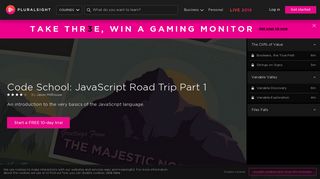 Code School: JavaScript Road Trip Part 1 | Pluralsight