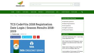 TCS CodeVita 2018 Registration Date Login | Season Results 2018 ...