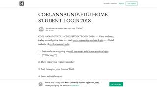 COE1.ANNAUNIV.EDU HOME STUDENT LOGIN 2018 – Anna ...